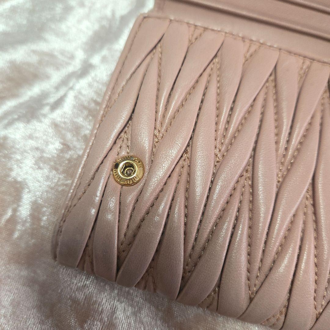MIUMIU ミュウミュウ 長財布 ピンク マテラッセ ビジューピンクベージュ