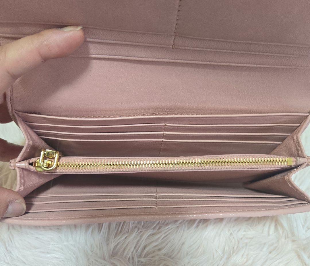 MIUMIU ミュウミュウ 長財布 ピンク マテラッセ ビジューピンクベージュ