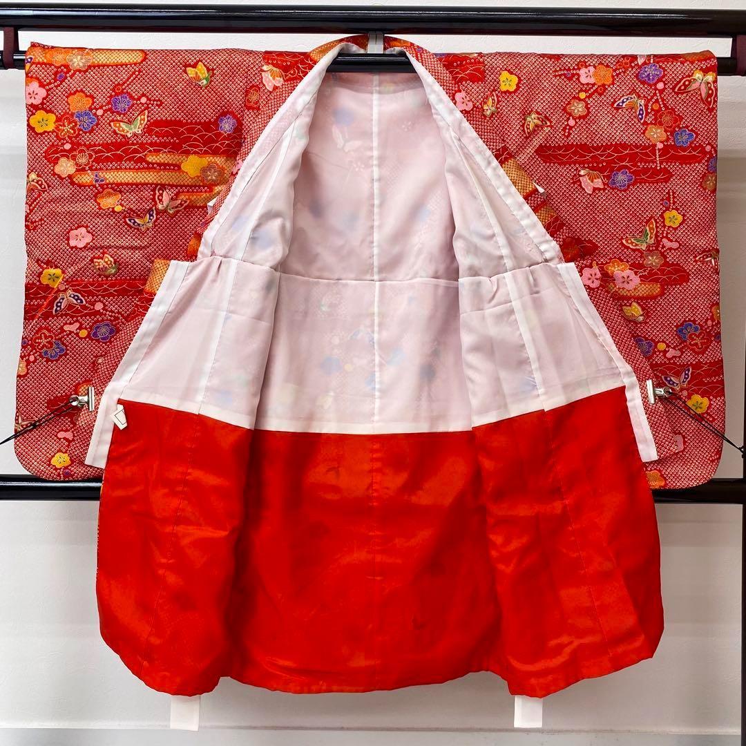 【着物と帯 時流】192◆3才女の子着物&被布コート長襦袢 バッグセット◆美品