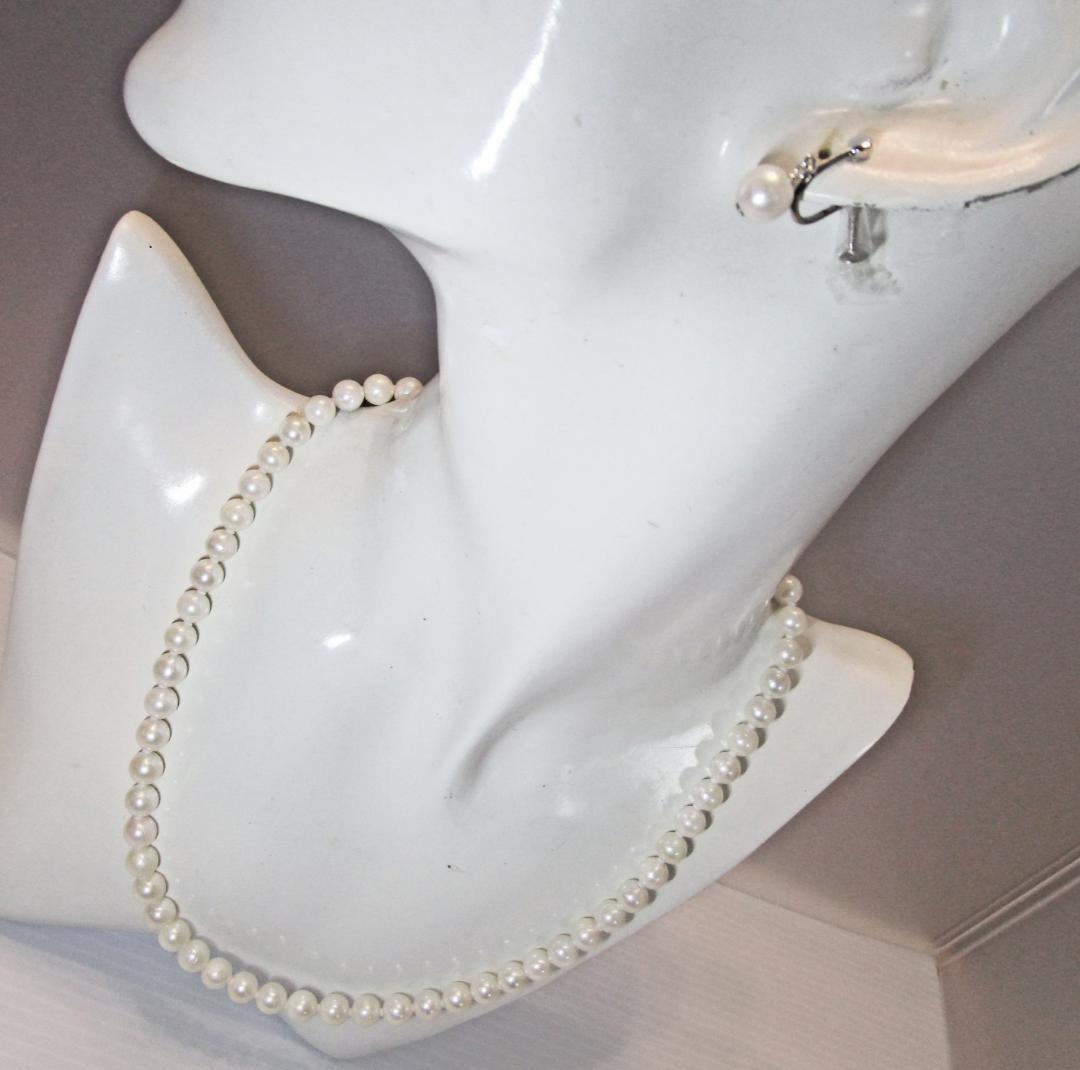 セール☆美品☆あこや本真珠ネックレス・イヤリング ６.５-７ミリ 鑑別書・ケース