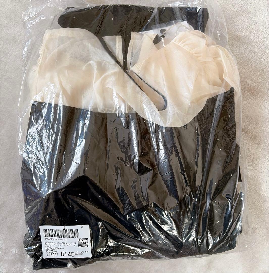 新品未使用品【SALON by Chico】配色シアーリボンベロアワンピース