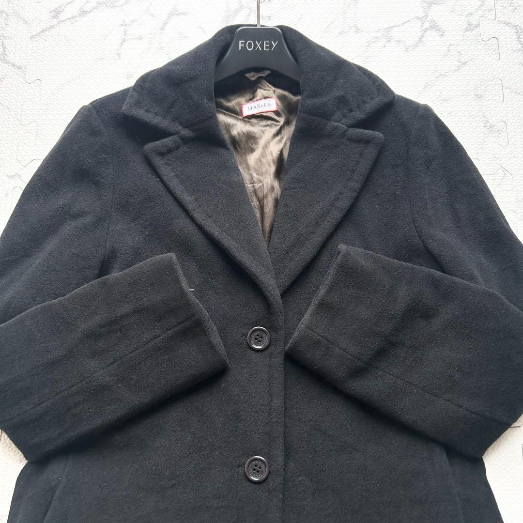 美品♡ マックスアンドコー アンゴラ混 マキシ丈 チェスターコート 黒 40