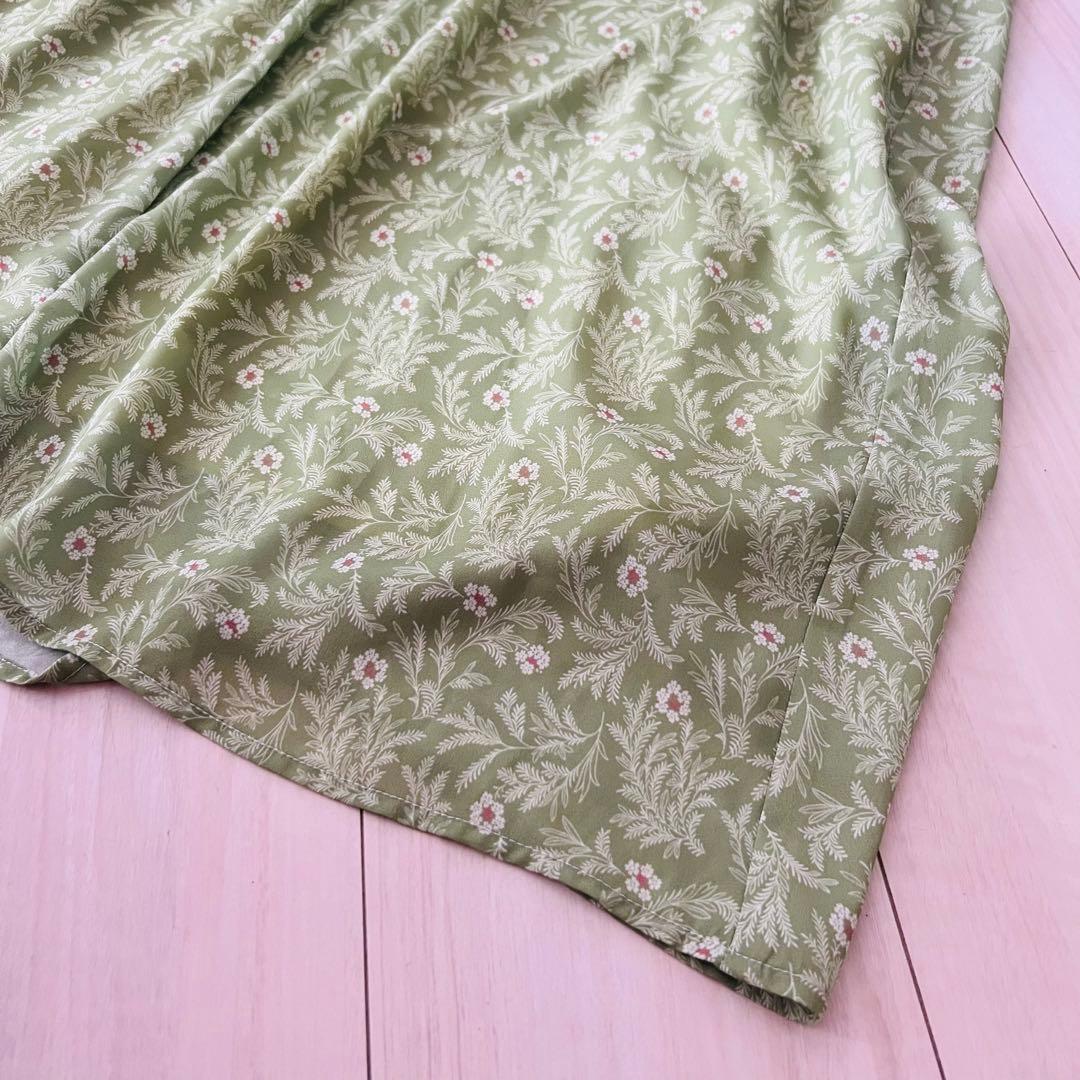 タグ付き　ローラアシュレイ　長袖ワンピース　ボウタイ　ベルト　花柄　総柄　42