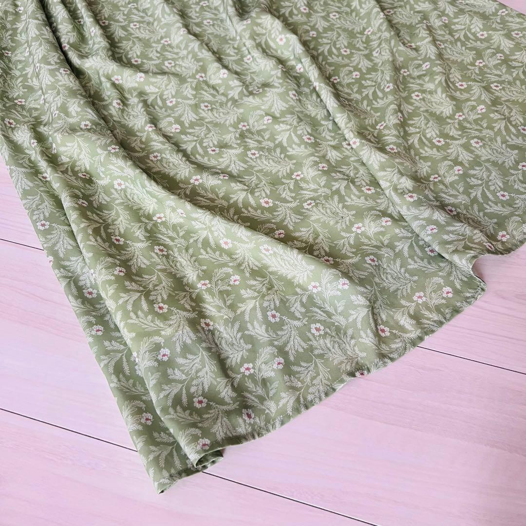 タグ付き　ローラアシュレイ　長袖ワンピース　ボウタイ　ベルト　花柄　総柄　42