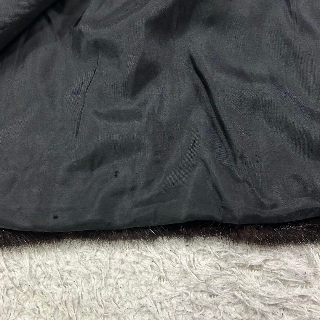 極艶 希少丈111cm ミンク リアルファー ロングコート 刺繡 ダークブラウン