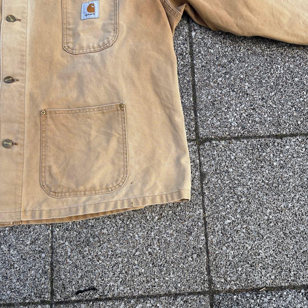 希少 90s カーハート ミシガンチョアコート カバーオール 裏地なし フェード