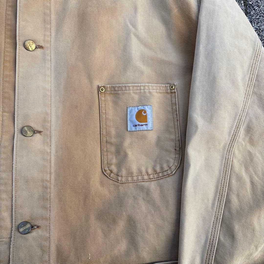 希少 90s カーハート ミシガンチョアコート カバーオール 裏地なし フェード