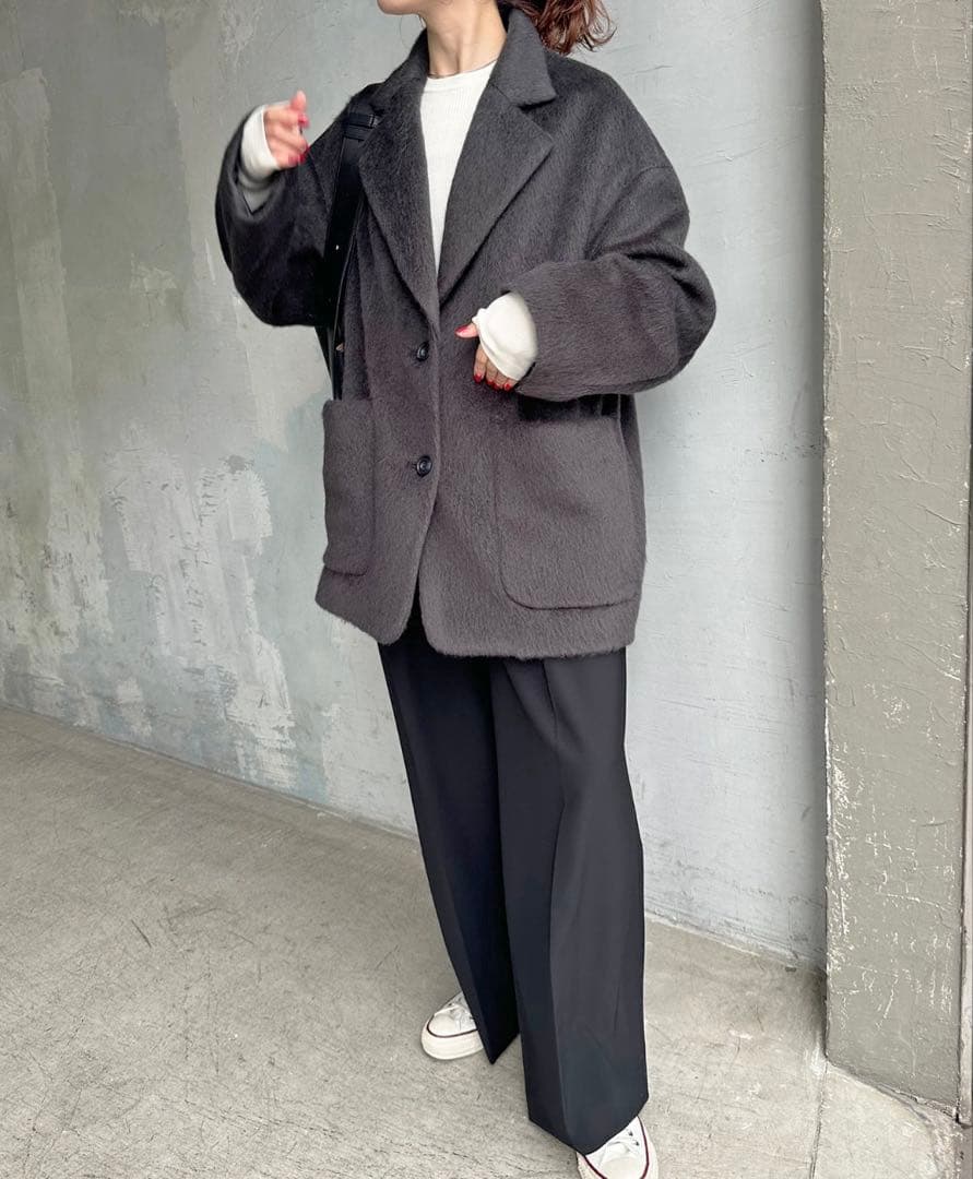 スピックアンドスパン シャギージャケットコート