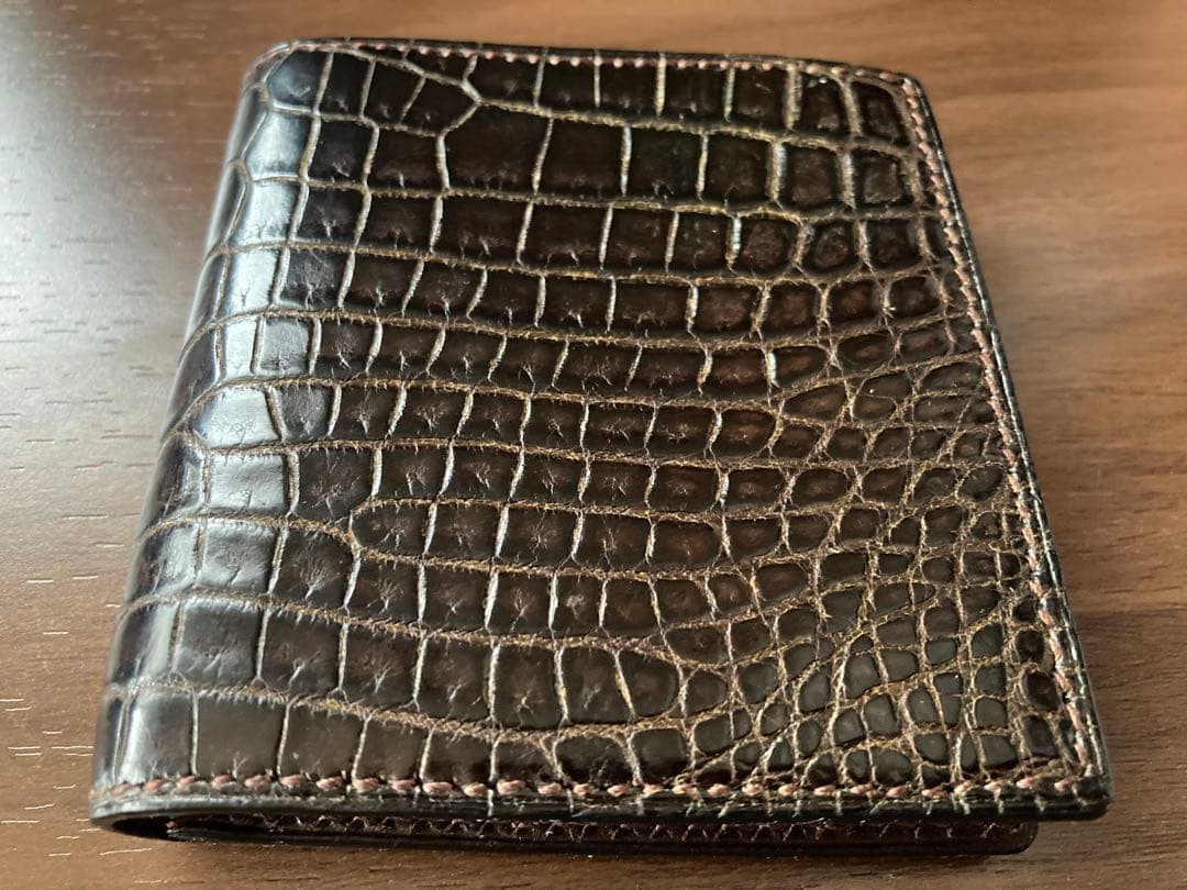【美品】万双 クロコダイルミニ財布（小銭入付）＋専用クリーム付き