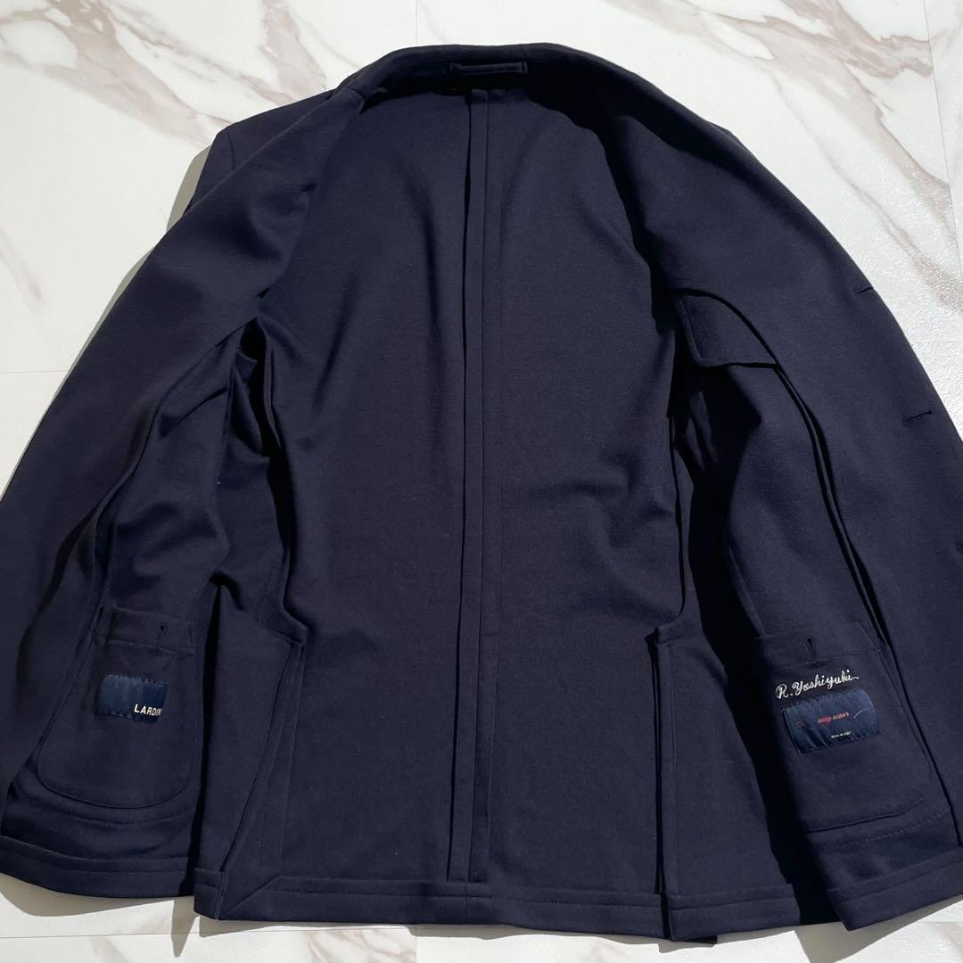 美品 LARDINI easy wear 新ロゴ スーツ ストレッチ ネイビー