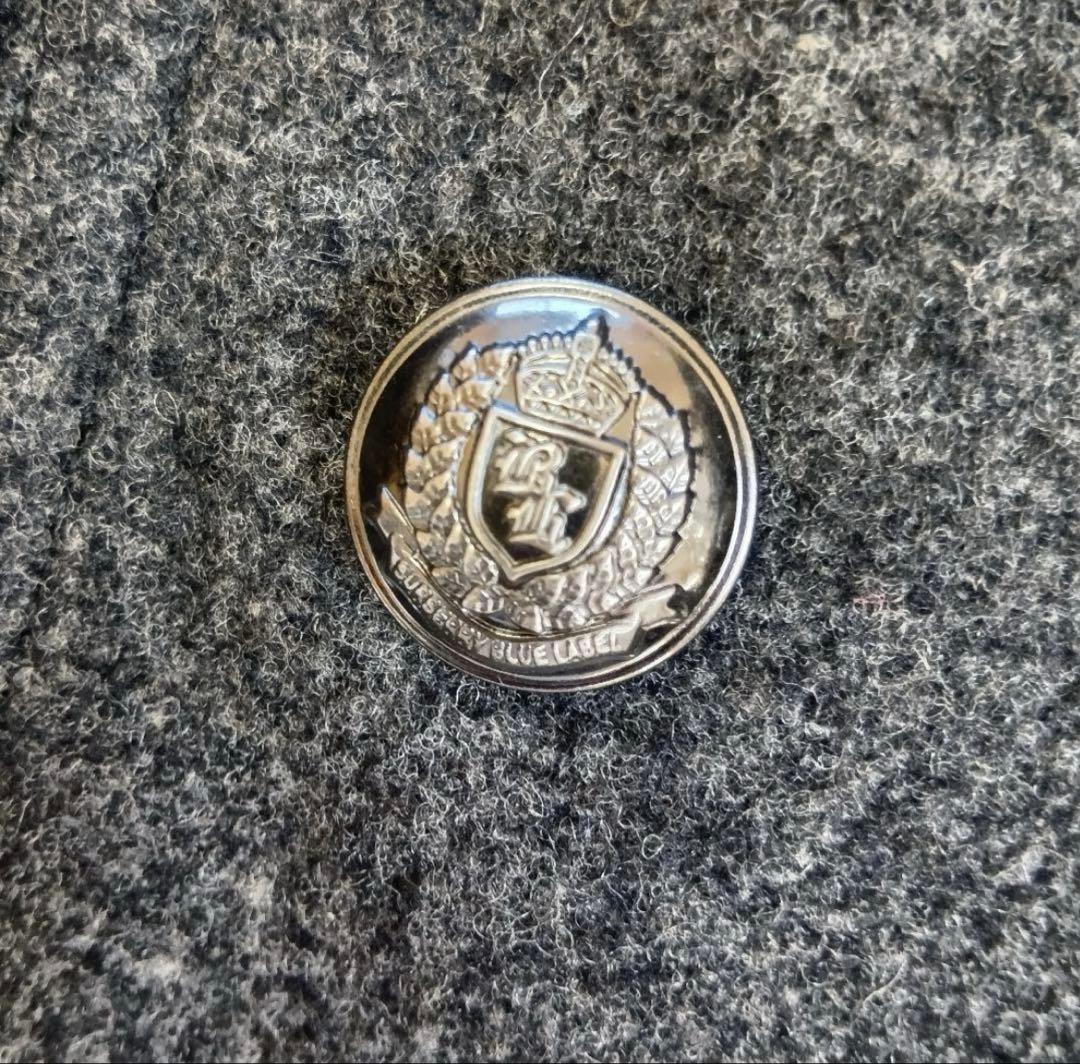 【バーバリー ブルーレーベル】Pコート 銀ボタン ノバチェック ダブル 36