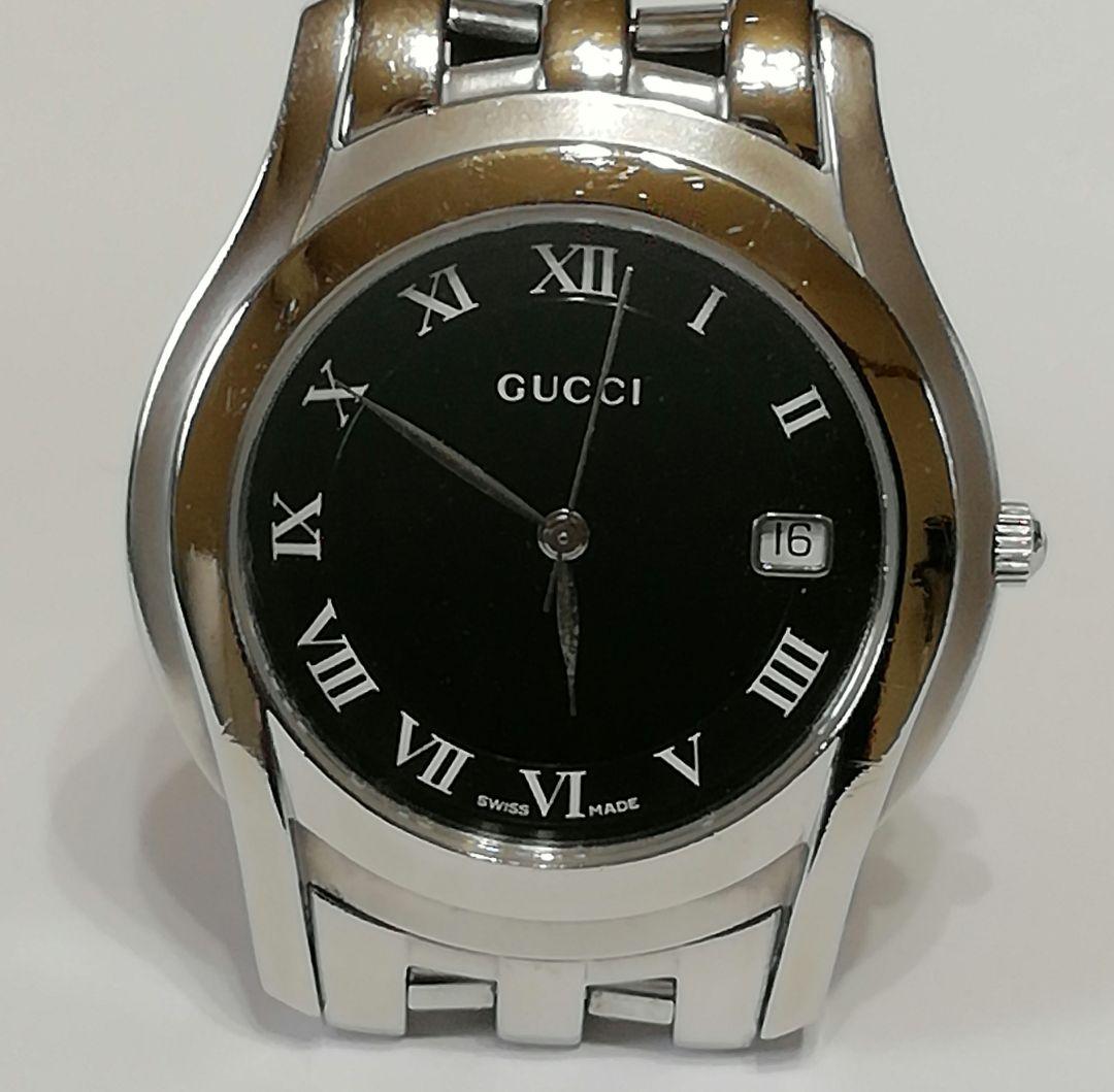 GUCCI ・5500Mメンズ 黒クオーツ・正確稼働中