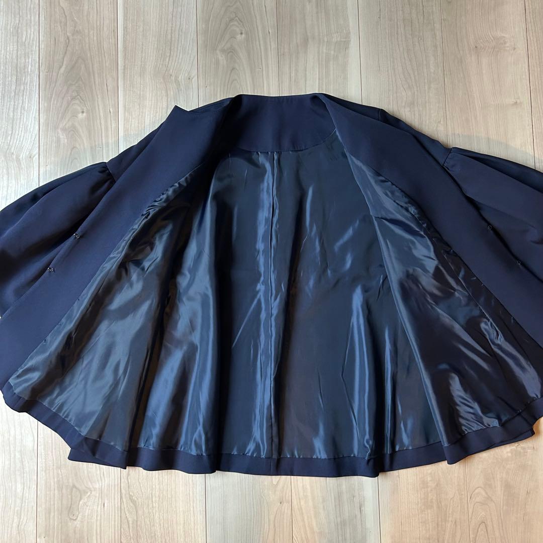 新品＊ルイルエブティック完売品ノーカラーフレアースリーブジャケットのみMネイビー