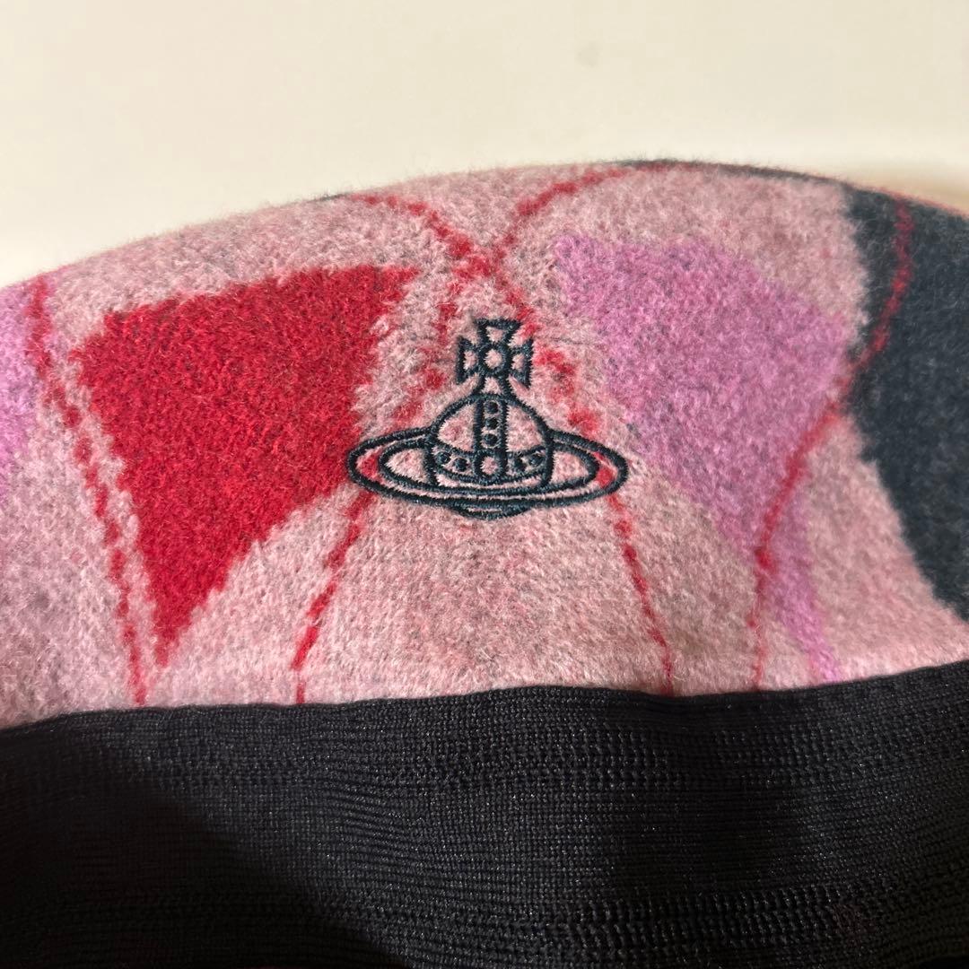 ヴィヴィアンウエストウッド ハーレクインチェック柄バスク ベレー帽