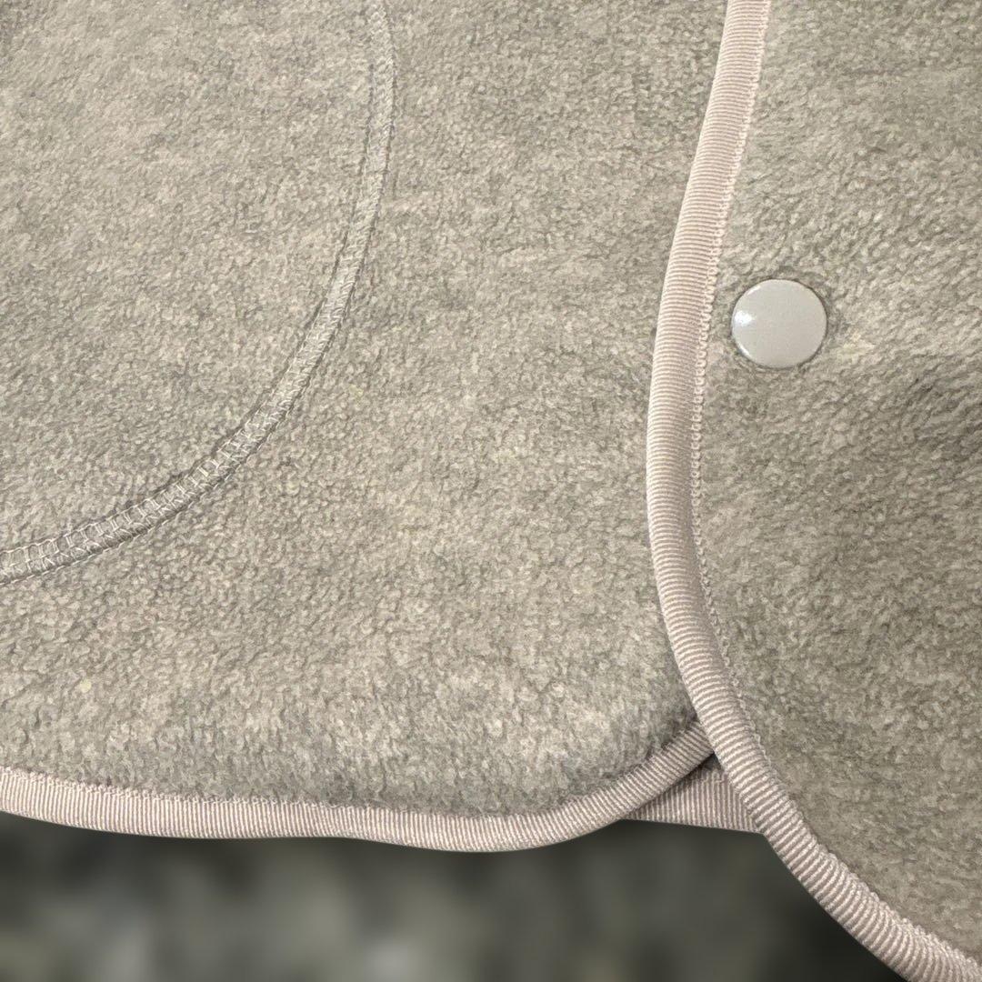 【クリーニング済】DANTON ダントンノーカラーフリースジャケット38ナチュラ