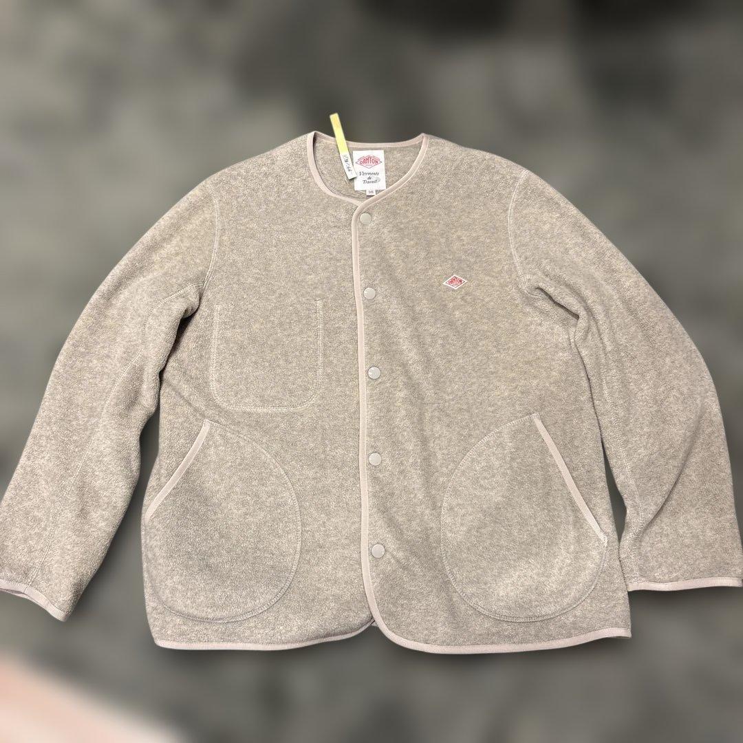 【クリーニング済】DANTON ダントンノーカラーフリースジャケット38ナチュラ