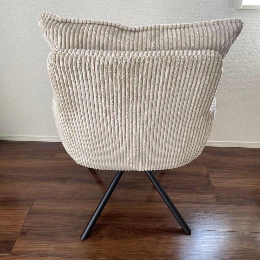 【新品未使用】ダイニングチェア コーデュロイ生地 回転椅子　アイボリー