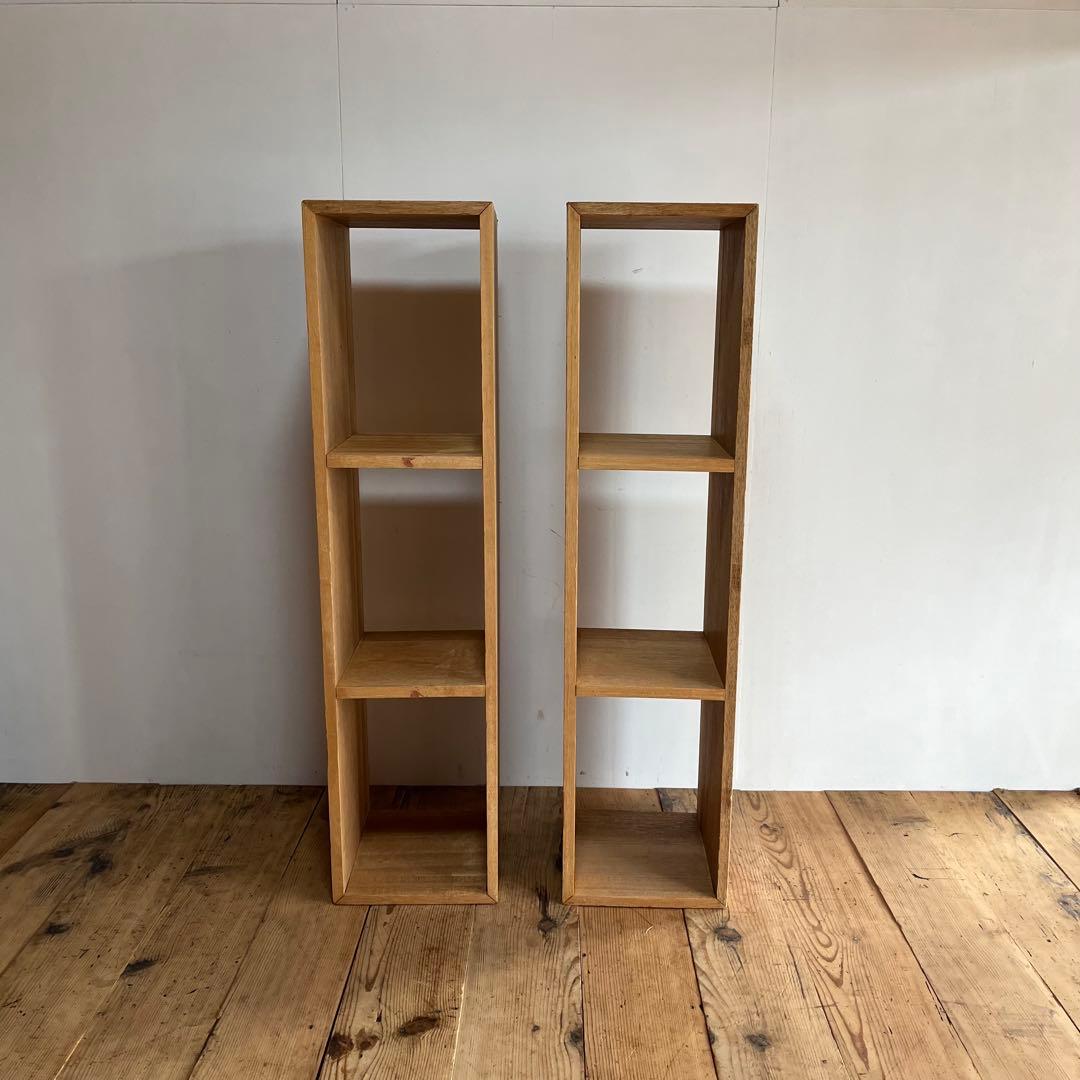 アンティーク ローボード シェルフ 仕切り棚 テレビ台 本棚 無垢材 無塗装 ②