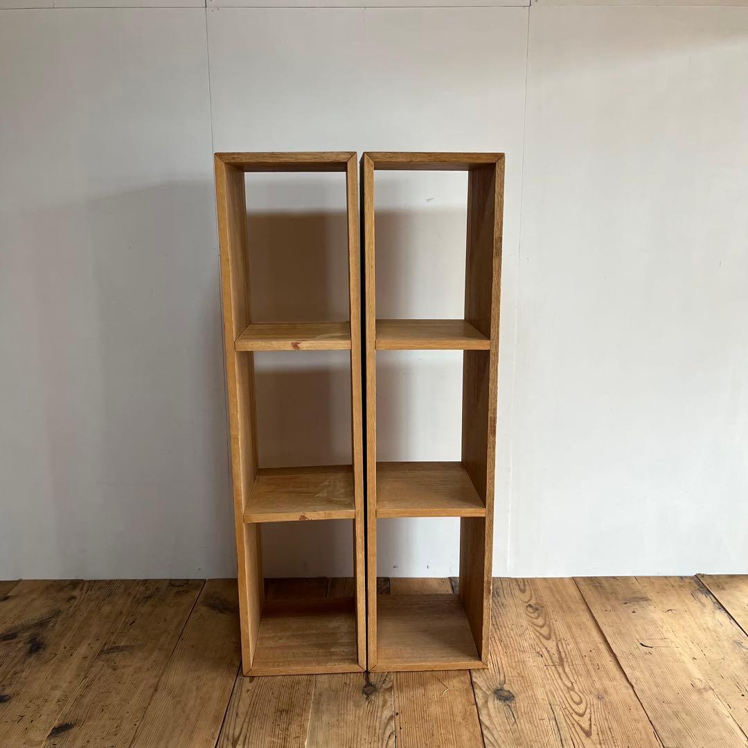 アンティーク ローボード シェルフ 仕切り棚 テレビ台 本棚 無垢材 無塗装 ②