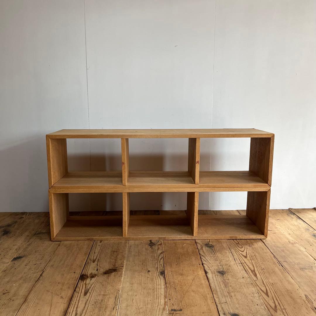 アンティーク ローボード シェルフ 仕切り棚 テレビ台 本棚 無垢材 無塗装 ②