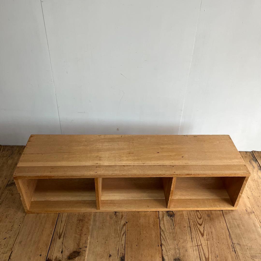 アンティーク ローボード シェルフ 仕切り棚 テレビ台 本棚 無垢材 無塗装 ②