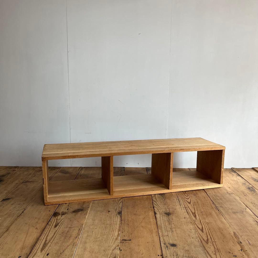 アンティーク ローボード シェルフ 仕切り棚 テレビ台 本棚 無垢材 無塗装 ②