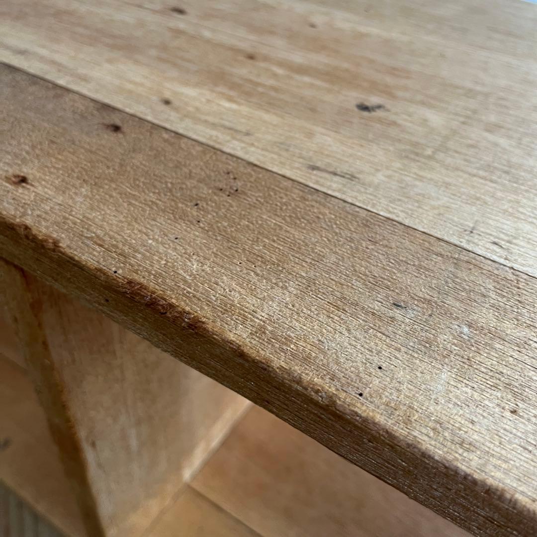 アンティーク ローボード シェルフ 仕切り棚 テレビ台 本棚 無垢材 無塗装 ②