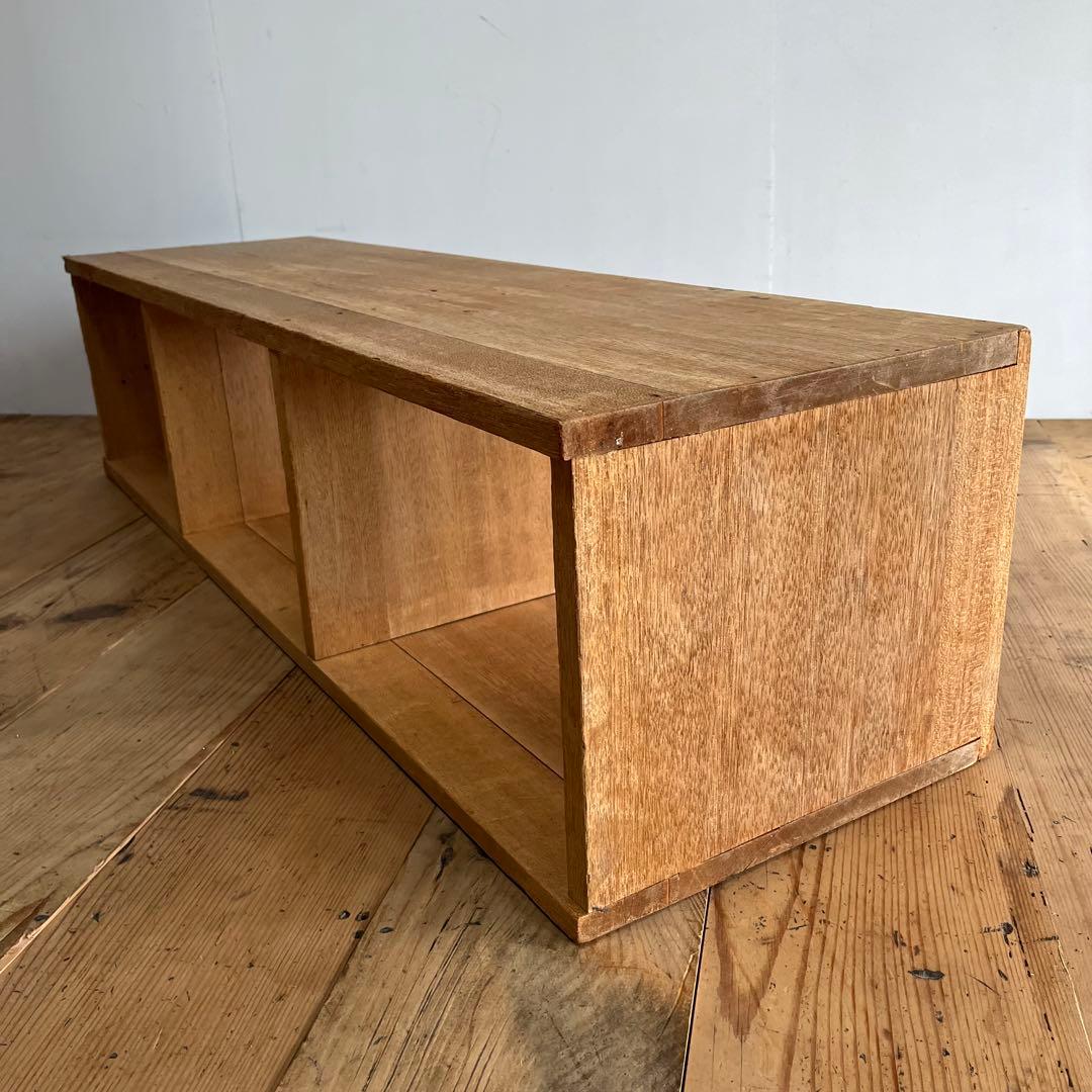 アンティーク ローボード シェルフ 仕切り棚 テレビ台 本棚 無垢材 無塗装 ②