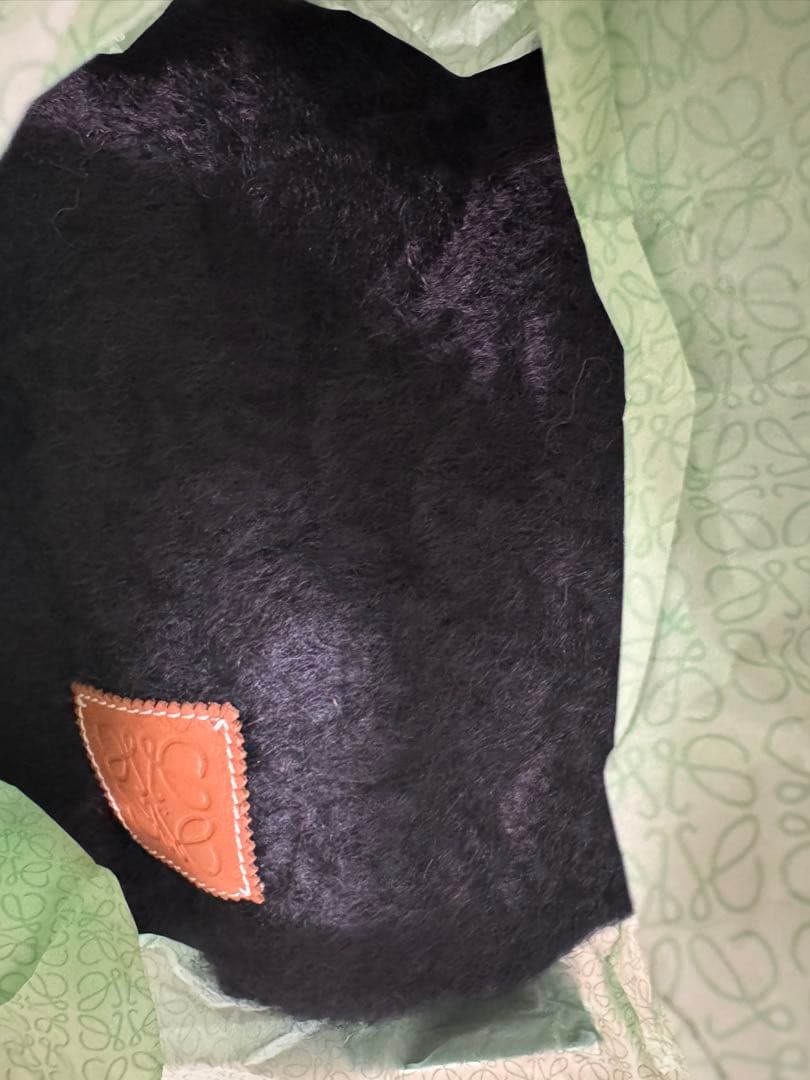 LOEWE アナグラムロゴ モヘヤ混ウールマフラー ブラック