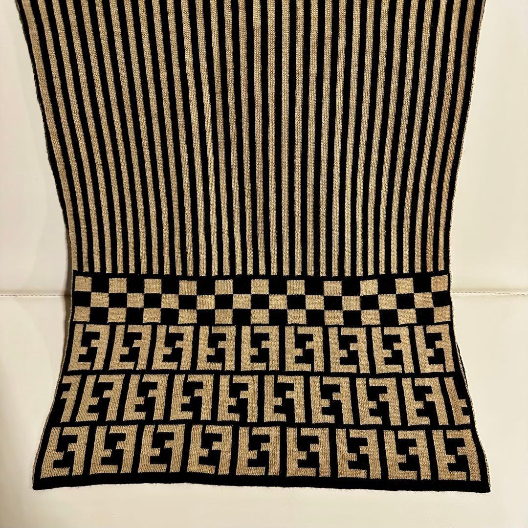 グ*ー様 FENDI フェンディ ズッカ柄 ストライプ マフラー ストール ウー