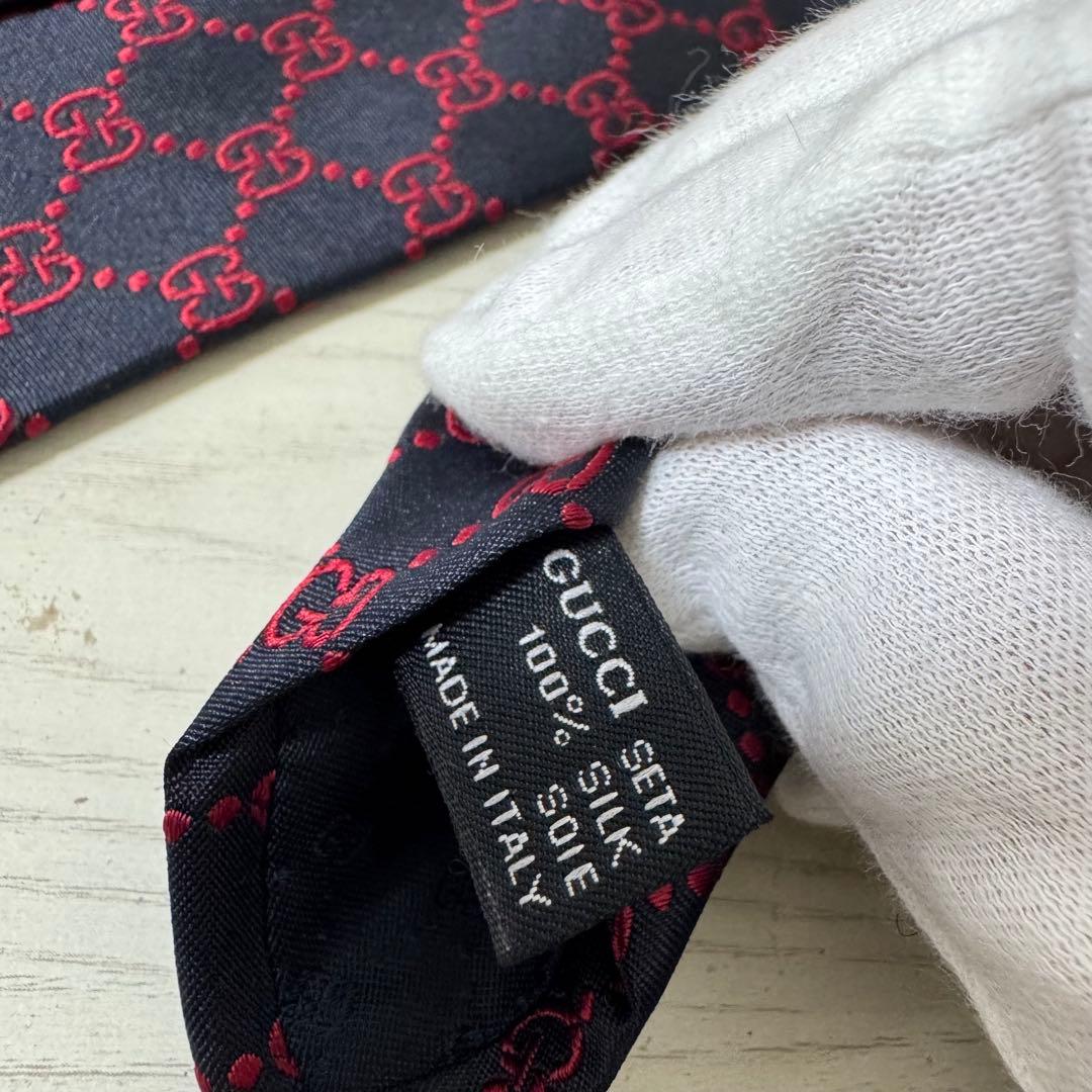 【新品同様】GUCCI グッチ ネクタイ　ネイビー　GG