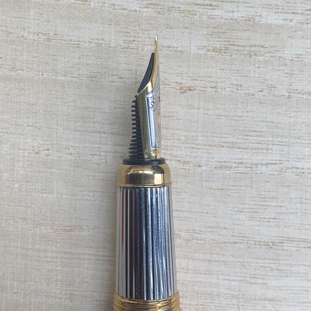 ルイ・カルティエ ゴドロン シルバーコンポジット 万年筆 18K 字幅 F