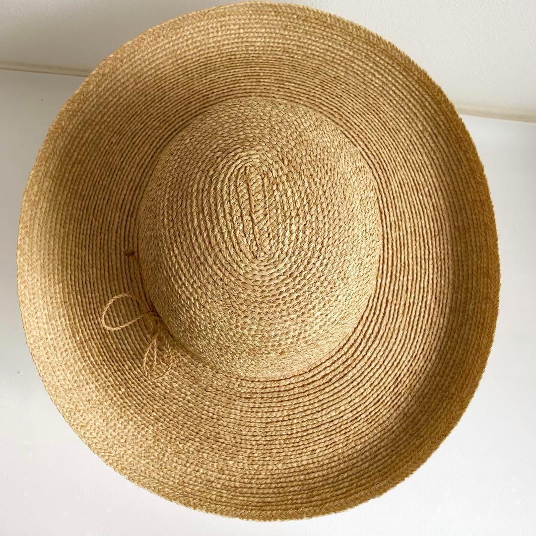 極美品　ヘレンカミンスキー　ラフィアハット　ブリム12cm