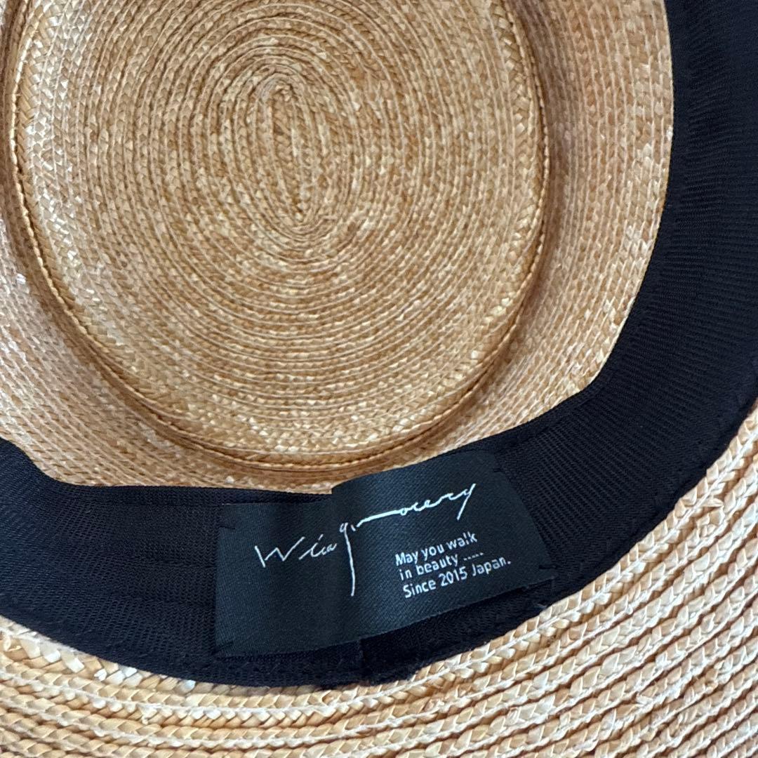 新品 wicagrocery ウィカグロサリー　 麦わら帽子 リボン付き