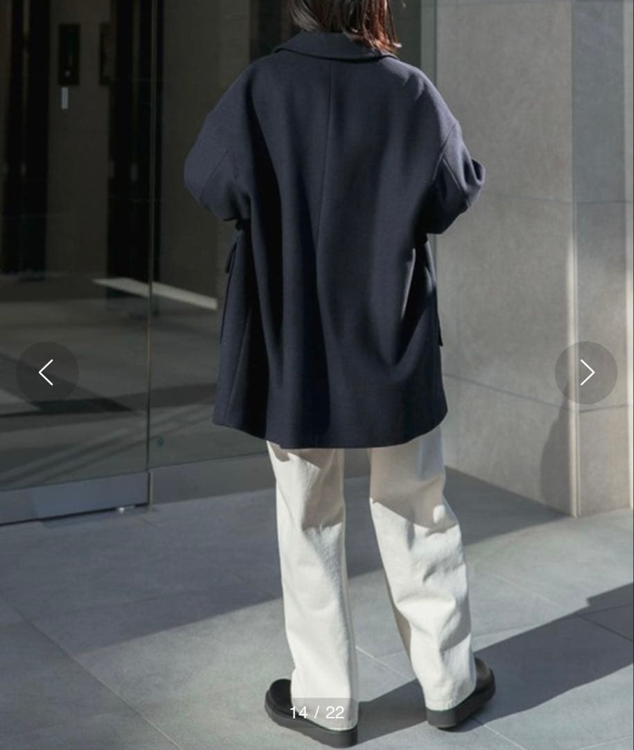 FORK&SPOON　バルカラーミドルコート　ネイビー