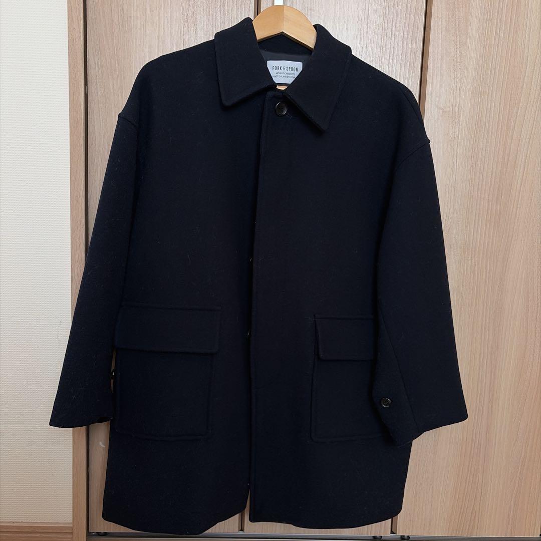 FORK&SPOON　バルカラーミドルコート　ネイビー