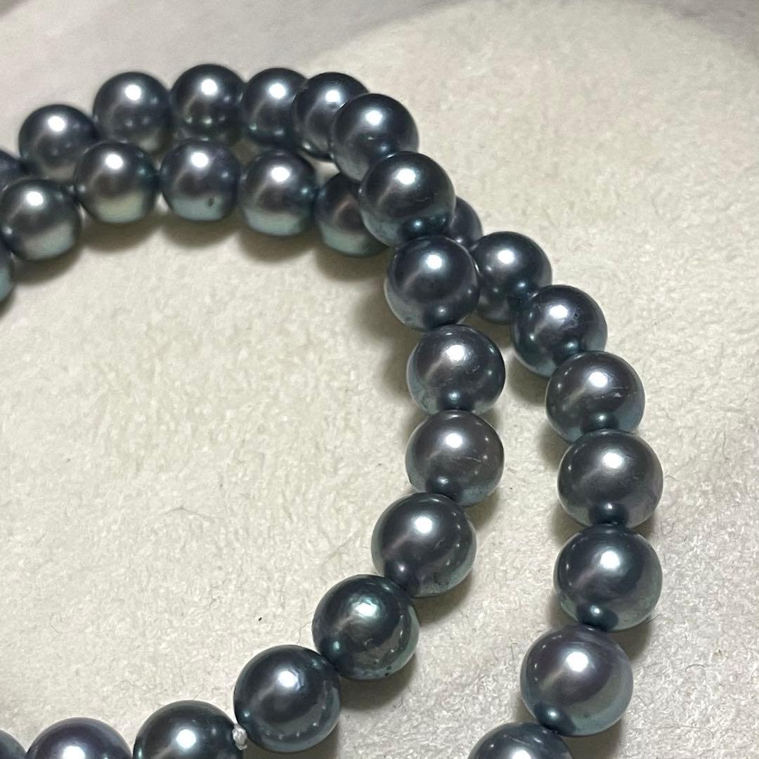 【あこや本真珠✨ケース】ネックレス 7.5-8.0 ブルーグレー系 アコヤパール