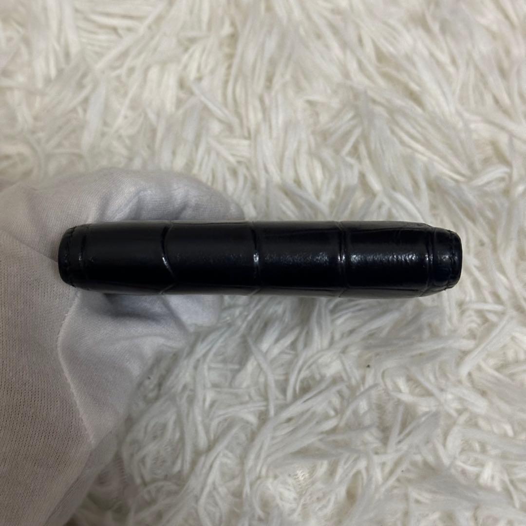 ✨️美品✨️ セリーヌ 二つ折り財布 クロコ 型押し レザー コンパクト 黒