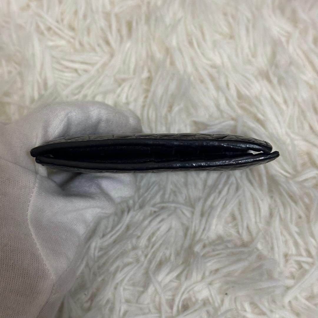 ✨️美品✨️ セリーヌ 二つ折り財布 クロコ 型押し レザー コンパクト 黒