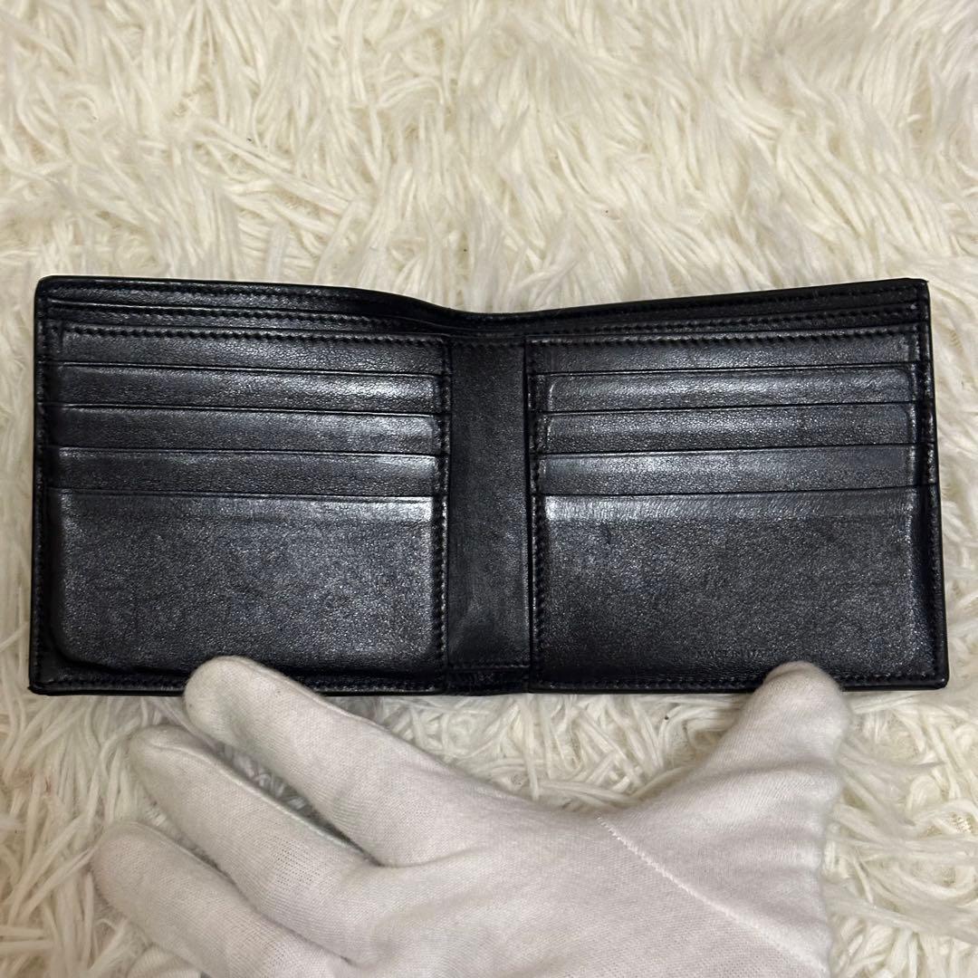 ✨️美品✨️ セリーヌ 二つ折り財布 クロコ 型押し レザー コンパクト 黒