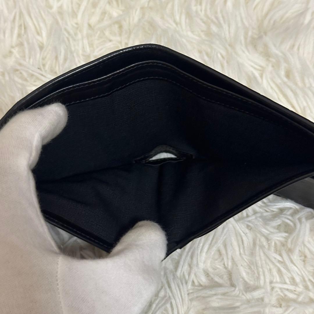 ✨️美品✨️ セリーヌ 二つ折り財布 クロコ 型押し レザー コンパクト 黒