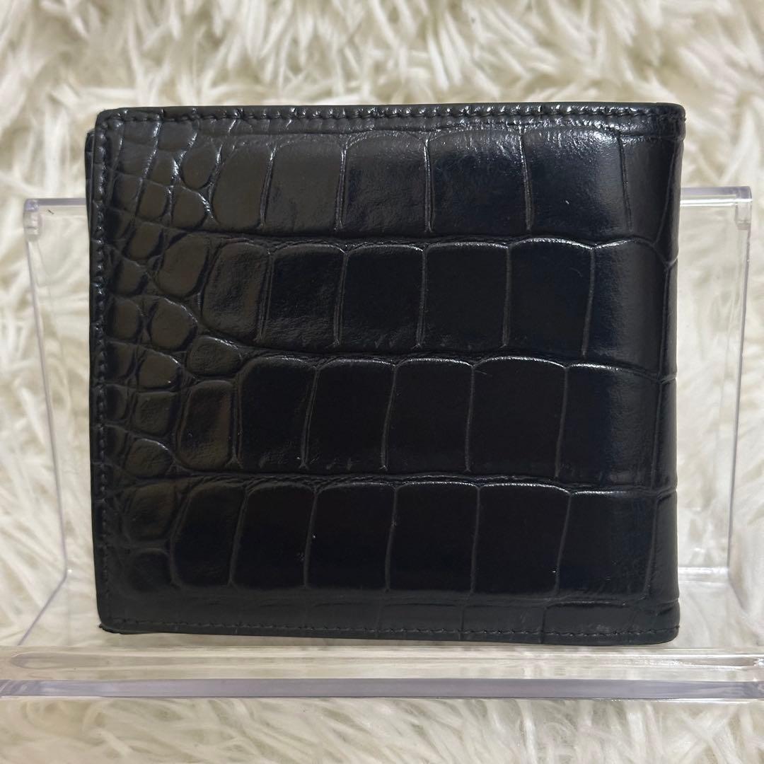 ✨️美品✨️ セリーヌ 二つ折り財布 クロコ 型押し レザー コンパクト 黒