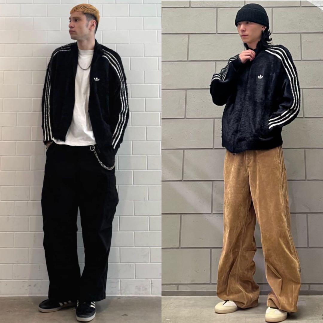 希少XS⭐️adidas フェイクモヘヤ クラシック トラックトップ 黒 ぴょな