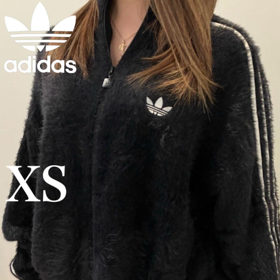 希少XS⭐️adidas フェイクモヘヤ クラシック トラックトップ 黒 ぴょな