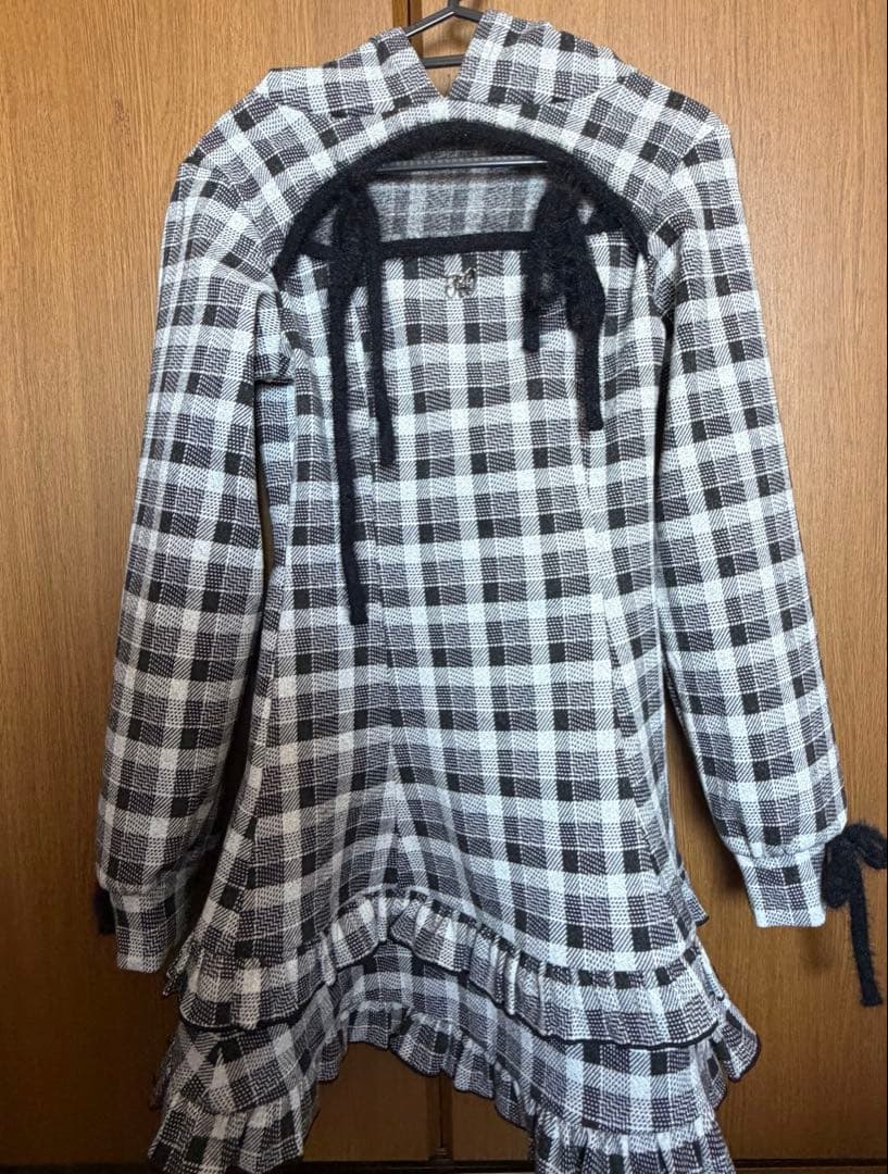 フリルチェックパーカーワンピ ハニーミュウ