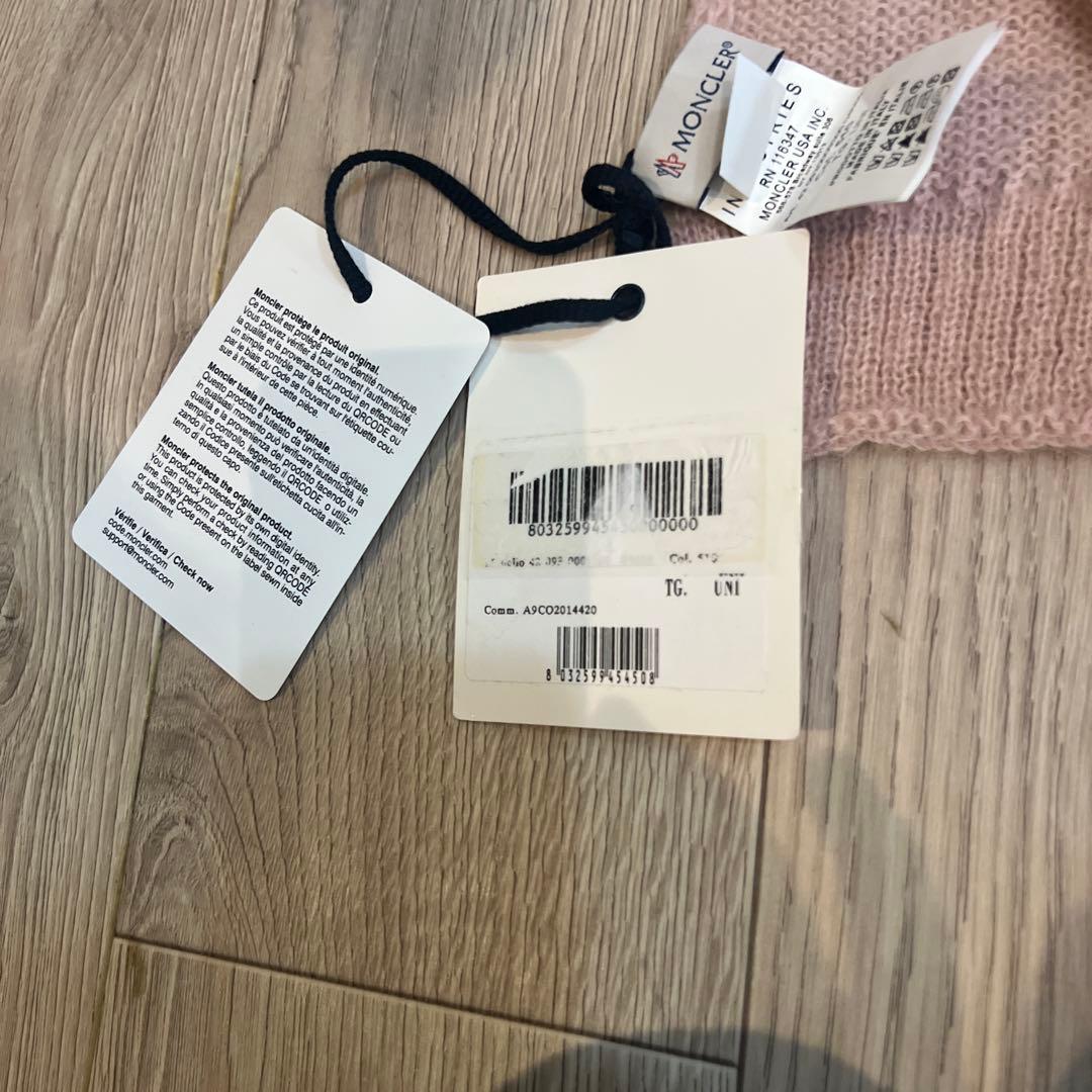 新品タグ付 MONCLER モンクレール モヘアマフラー ピンク