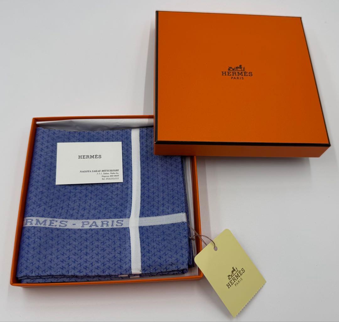 HERMES ライトブルー ハンカチ　新品