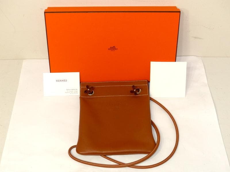 【2486】 未使用品 HERMES エルメス アリーヌ ミニ ゴールド Z刻