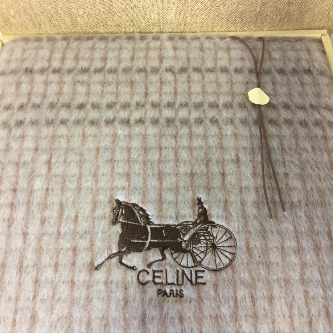ロング&ワイド　CELINE セリーヌ　高級純毛毛布　ウール100%　カシミヤ混