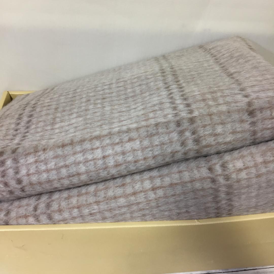 ロング&ワイド　CELINE セリーヌ　高級純毛毛布　ウール100%　カシミヤ混